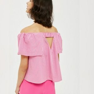 ✨HOST PICK✨ TOPSHOP NWOT Gingham Bardot Top Size 4